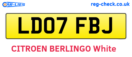 LD07FBJ are the vehicle registration plates.