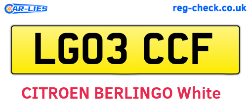 LG03CCF are the vehicle registration plates.