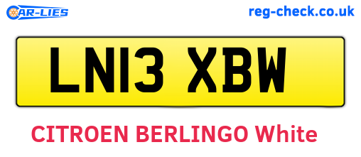 LN13XBW are the vehicle registration plates.
