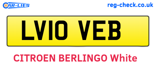 LV10VEB are the vehicle registration plates.