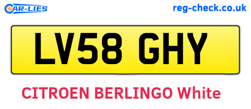 LV58GHY are the vehicle registration plates.