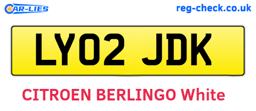 LY02JDK are the vehicle registration plates.