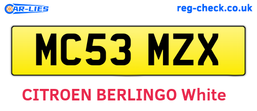 MC53MZX are the vehicle registration plates.
