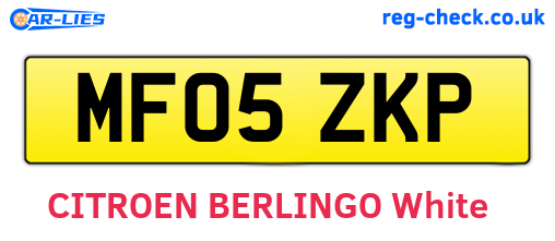 MF05ZKP are the vehicle registration plates.