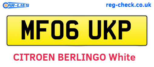 MF06UKP are the vehicle registration plates.