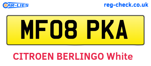 MF08PKA are the vehicle registration plates.