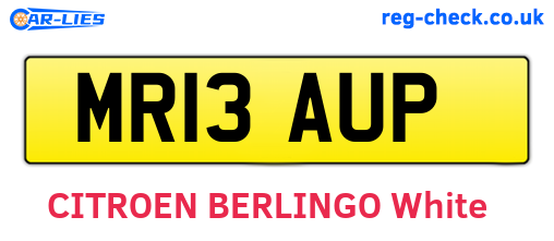 MR13AUP are the vehicle registration plates.