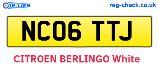 NC06TTJ are the vehicle registration plates.