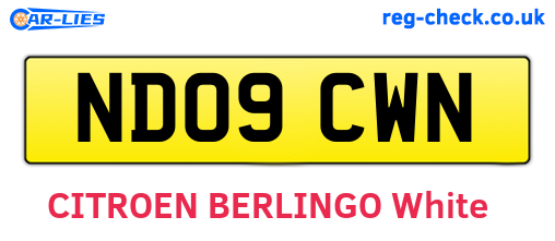 ND09CWN are the vehicle registration plates.