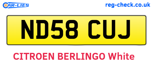 ND58CUJ are the vehicle registration plates.
