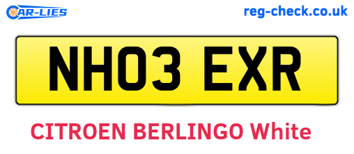 NH03EXR are the vehicle registration plates.