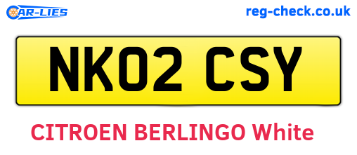 NK02CSY are the vehicle registration plates.