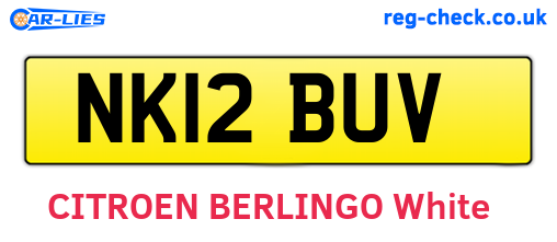 NK12BUV are the vehicle registration plates.