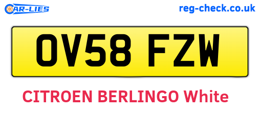 OV58FZW are the vehicle registration plates.