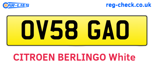 OV58GAO are the vehicle registration plates.