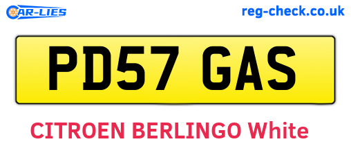 PD57GAS are the vehicle registration plates.