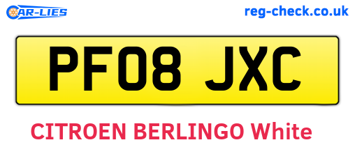 PF08JXC are the vehicle registration plates.