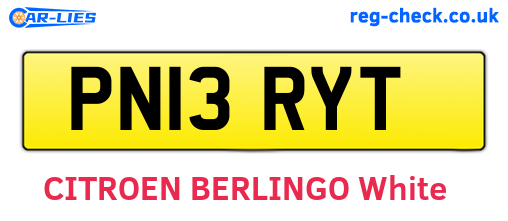PN13RYT are the vehicle registration plates.