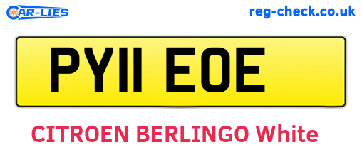 PY11EOE are the vehicle registration plates.
