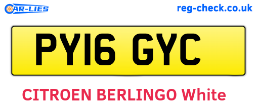 PY16GYC are the vehicle registration plates.