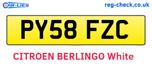 PY58FZC are the vehicle registration plates.