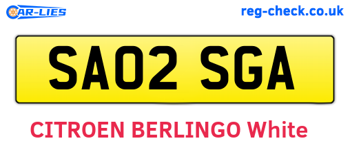 SA02SGA are the vehicle registration plates.