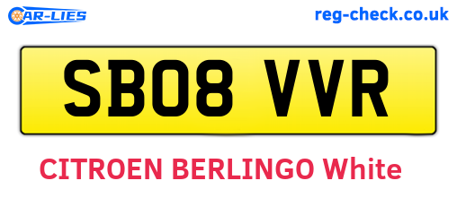SB08VVR are the vehicle registration plates.