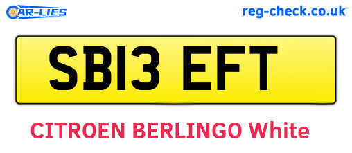SB13EFT are the vehicle registration plates.