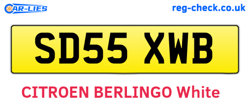 SD55XWB are the vehicle registration plates.