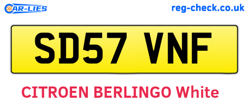 SD57VNF are the vehicle registration plates.