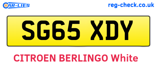 SG65XDY are the vehicle registration plates.