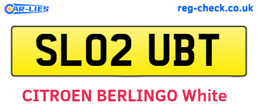 SL02UBT are the vehicle registration plates.