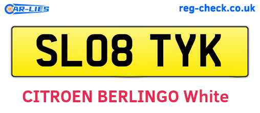 SL08TYK are the vehicle registration plates.