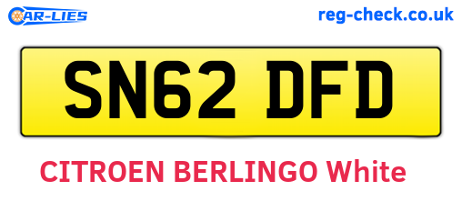 SN62DFD are the vehicle registration plates.