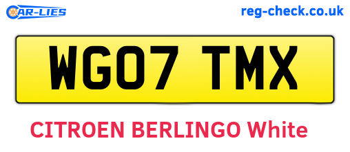 WG07TMX are the vehicle registration plates.