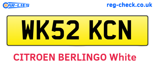 WK52KCN are the vehicle registration plates.