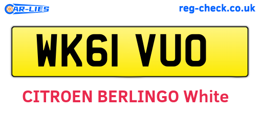 WK61VUO are the vehicle registration plates.