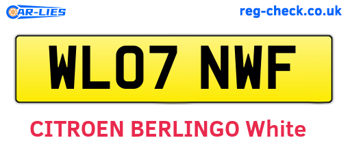 WL07NWF are the vehicle registration plates.