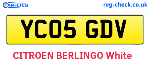 YC05GDV are the vehicle registration plates.