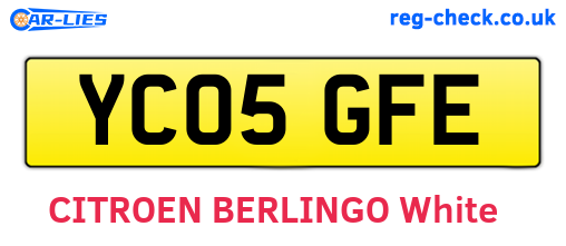YC05GFE are the vehicle registration plates.