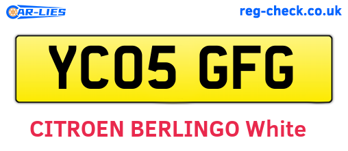 YC05GFG are the vehicle registration plates.