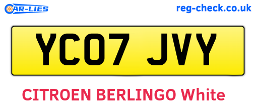 YC07JVY are the vehicle registration plates.