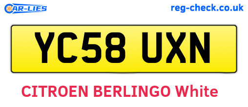 YC58UXN are the vehicle registration plates.