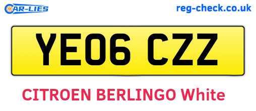 YE06CZZ are the vehicle registration plates.