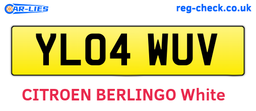 YL04WUV are the vehicle registration plates.