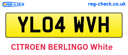 YL04WVH are the vehicle registration plates.