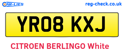 YR08KXJ are the vehicle registration plates.