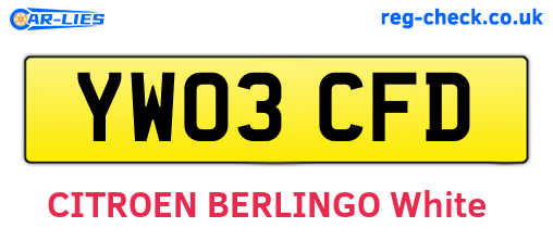 YW03CFD are the vehicle registration plates.