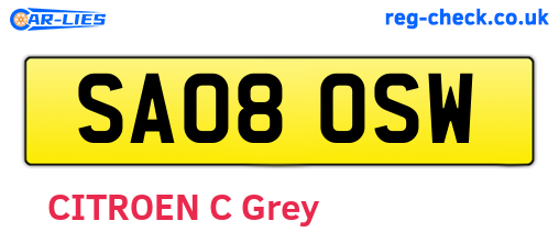 SA08OSW are the vehicle registration plates.