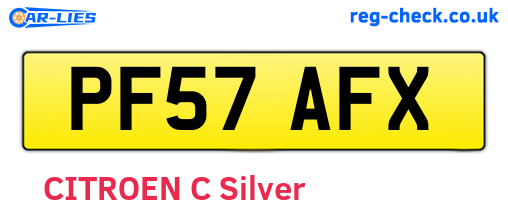 PF57AFX are the vehicle registration plates.